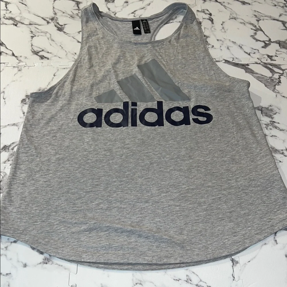 Adidas Gray Sleeveless Racerback Tank Top - Picture 1 of 6